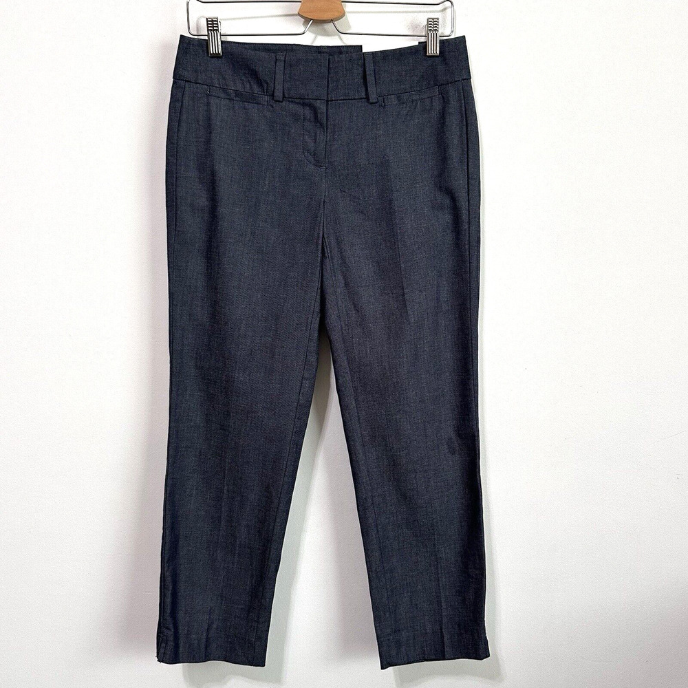 Ann Taylor Signature Crop Length Trousers 0 Chambray Blue Career Dress Pants NEW